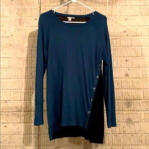 Halogen Asymmetrical Button Sweater Tunic
